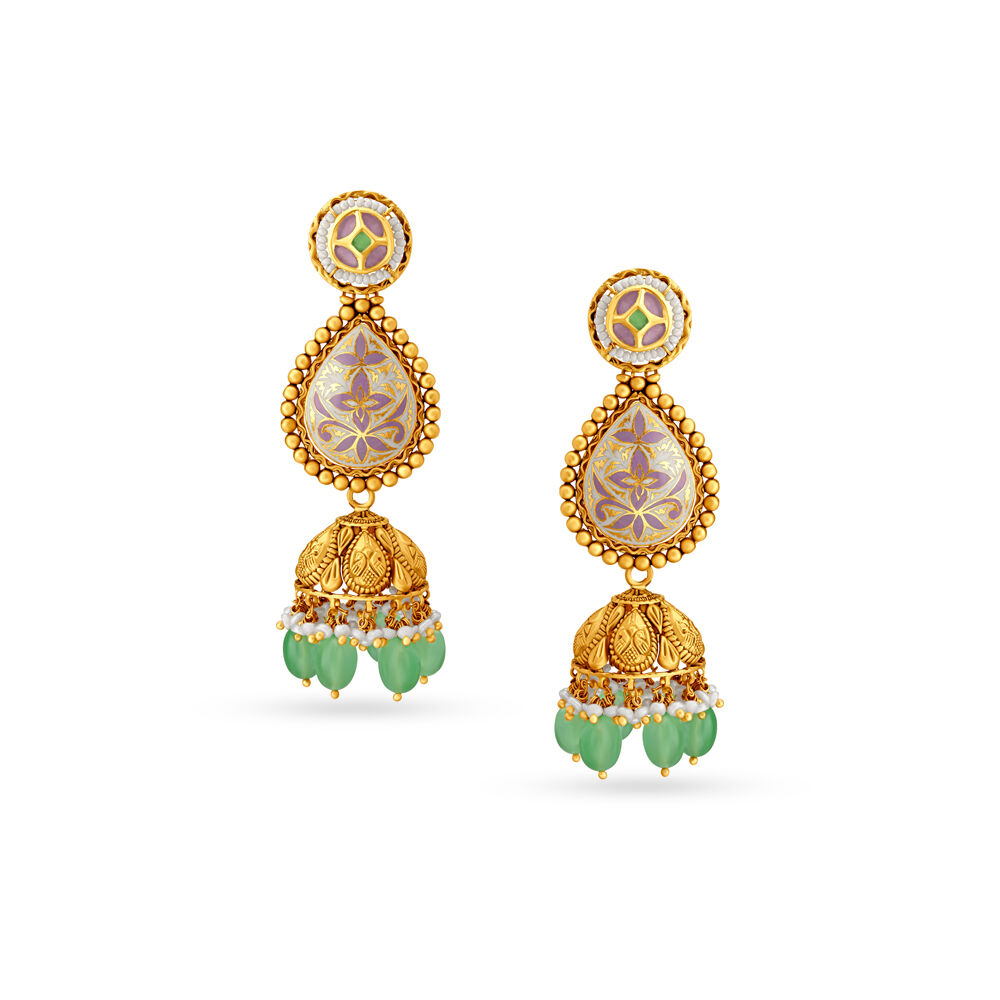 Gold jhumka pattern store