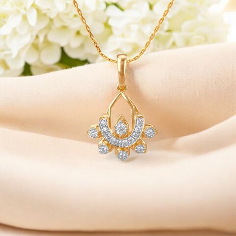 Floral Crescent Diamond Pendant