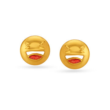 Cute Smiley Face Gold Stud Earrings For Kids