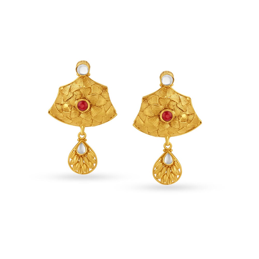 Kriaa Antique Gold Plated Jhumki Earrings - 1318711