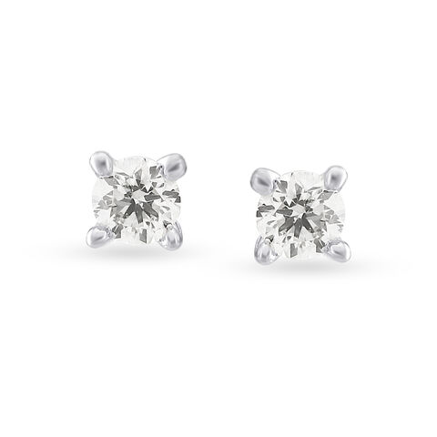 Traditional Diamond and White Gold Single Stone Stud Earrings