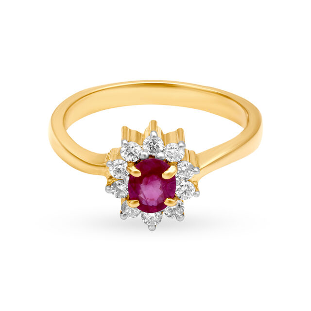 Dreamy 18 Karat Yellow Gold And Diamond Star Finger Ring,,hi-res image number null