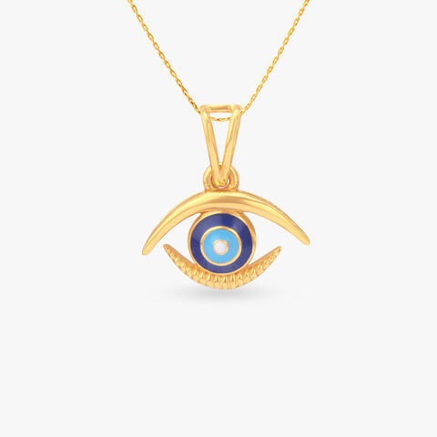 Enamel Iris Gold Pendant