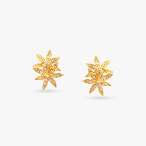 Twin Bloom Gold Stud Earrings