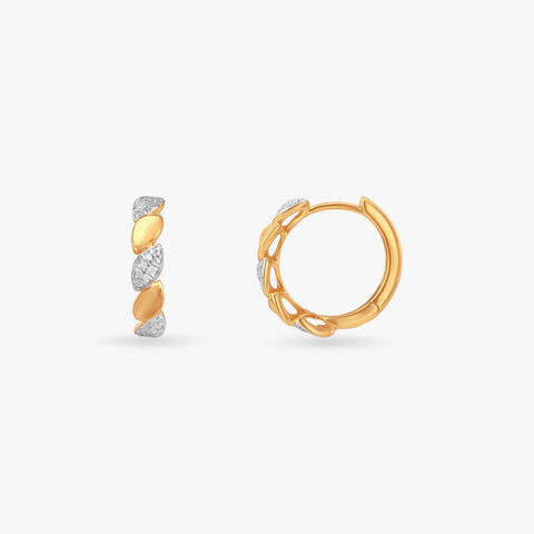 Leaf Cascade Diamond Hoop Earrings