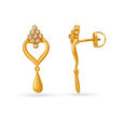 Fancy Teardrop Motif Gold Drop Earrings,,hi-res image number null