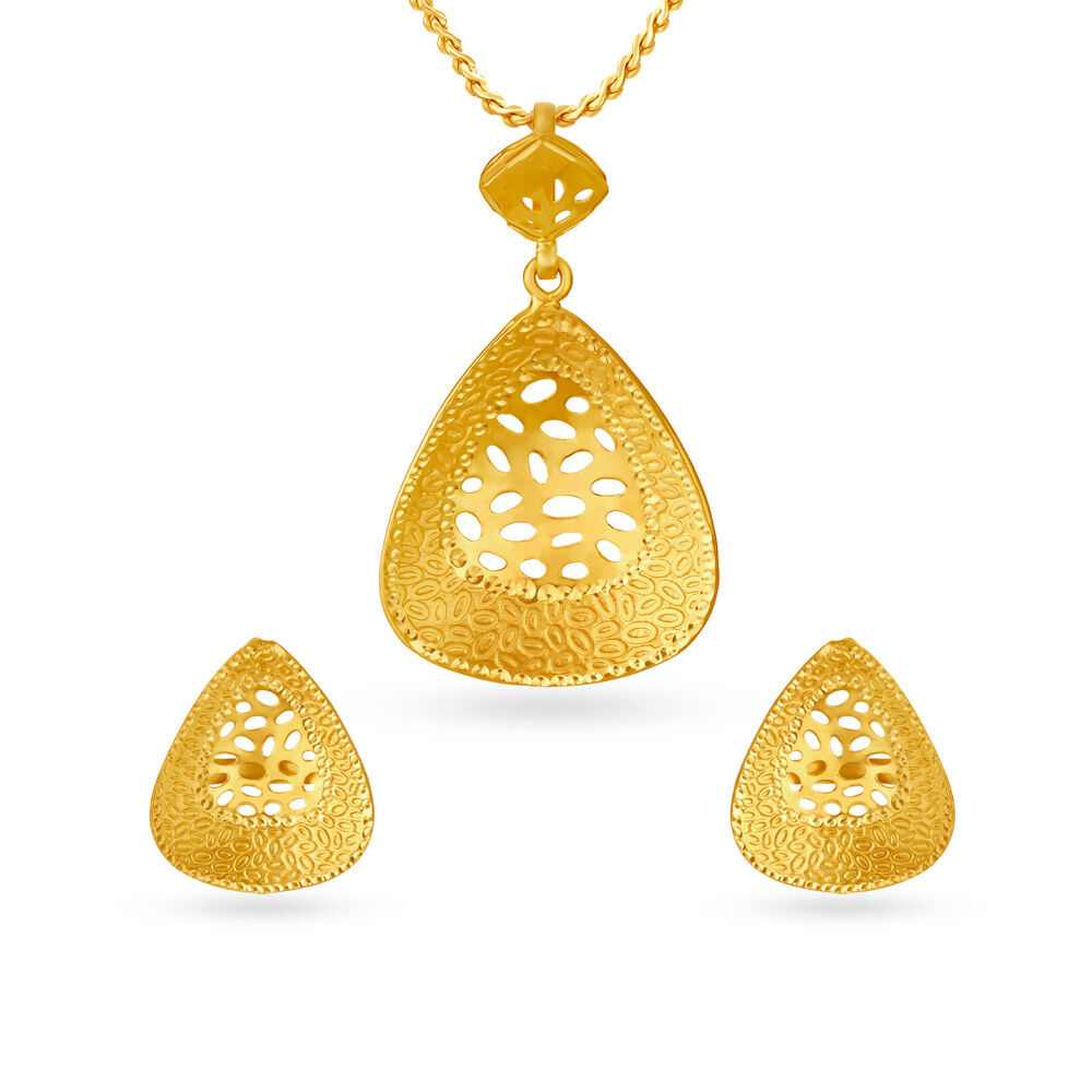 18K Gold Diamond Pendant Set - PS-3353