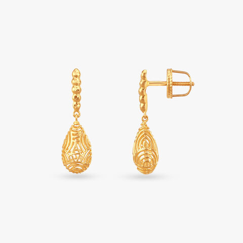 Sculpted Teardrop Gold Drop Earrings