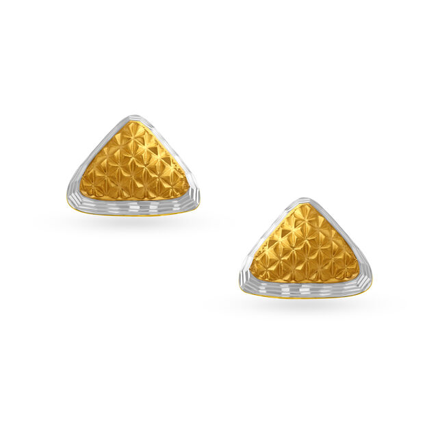 Exalted Yellow Gold Triangular Stud Earrings,,hi-res image number null