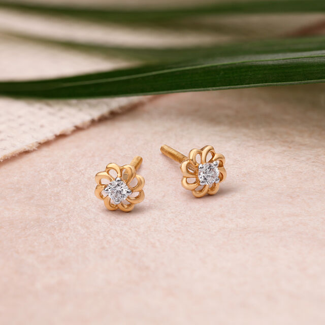 Traditional Marigold Single Stone Stud Earrings,,hi-res image number null