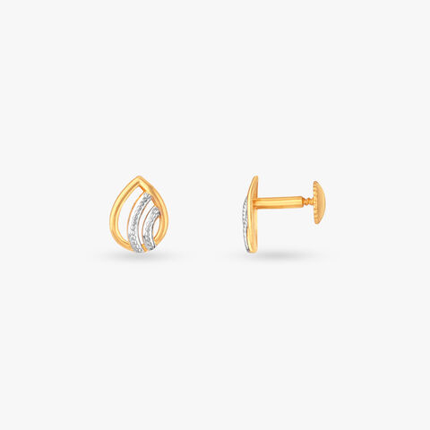 Curved Flame Gold Stud Earrings