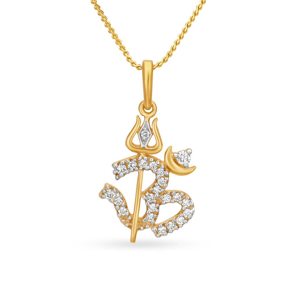 Traditional 18 Karat Gold And Diamond Om Pendant