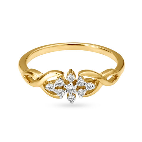 Modern Floral Pattern Diamond Finger Ring