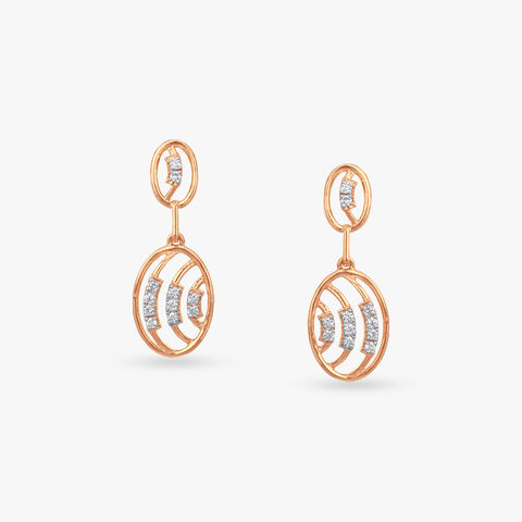 Wave Orbit Diamond Drop Earrings