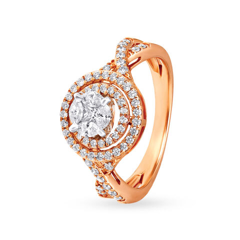Majestic 18 Karat White And Rose Gold And Diamond Finger Ring