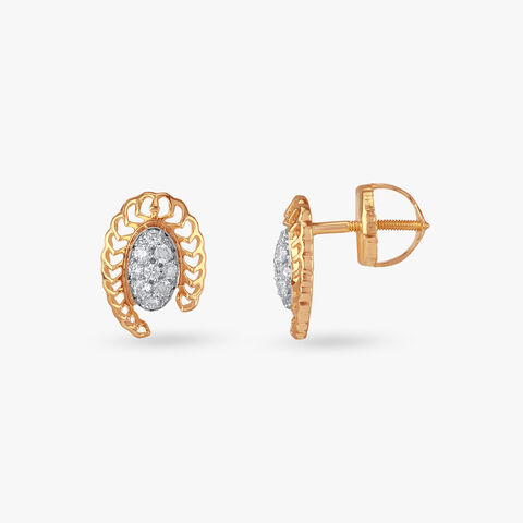 Enchanted Leaf Diamond Stud Earrings