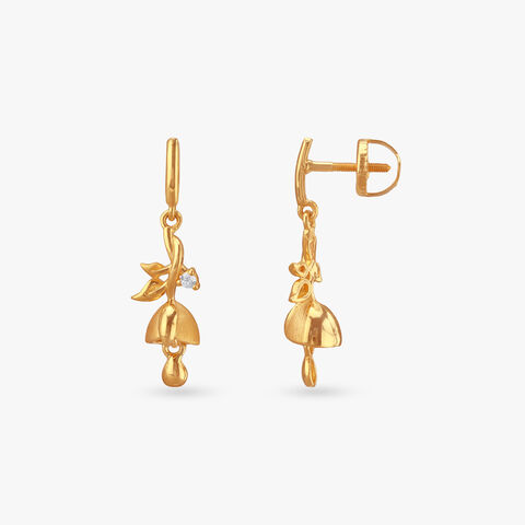 Blossom Chime Gold Jhumka Earrings