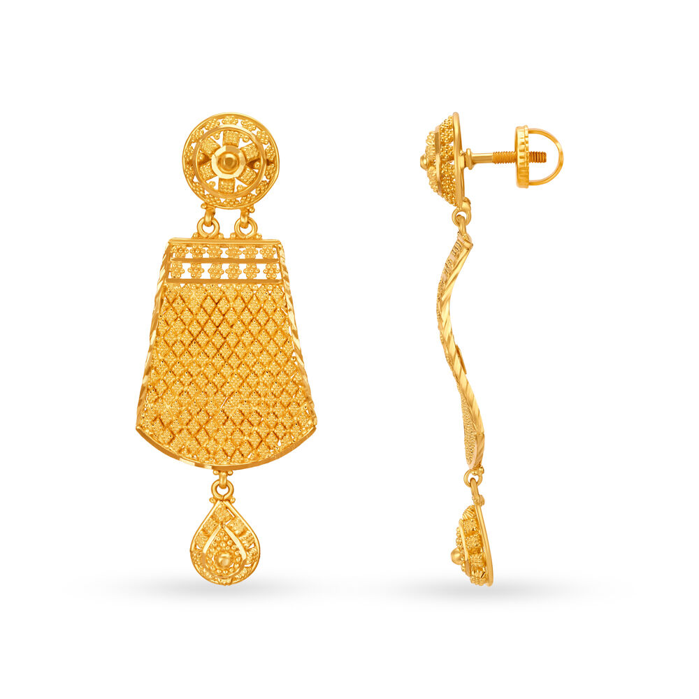 Chic 22 Karat Yellow Gold Glass Karu Earrings
