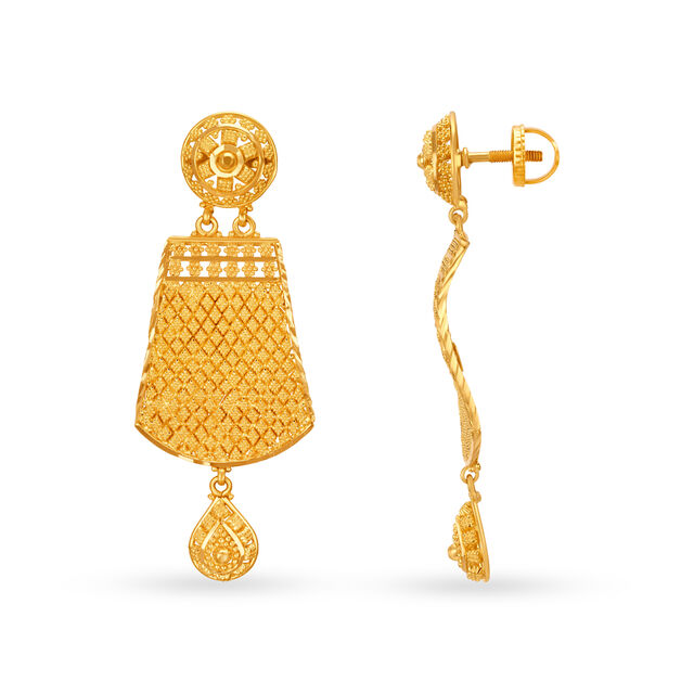 Chic 22 Karat Yellow Gold Glass Karu Earrings