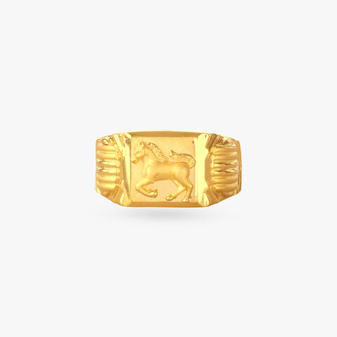Running Stallion Gold Ring for Men