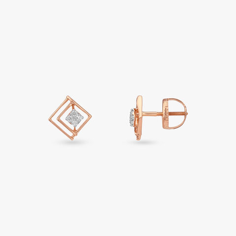 Radiant Frame Diamond Stud Earrings