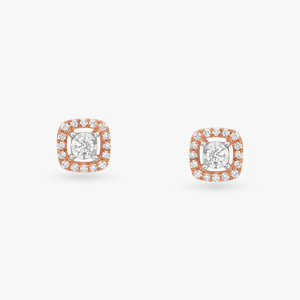 Square Diamond Stud Earrings