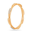 14 KT Yellow Gold Curved Lines Bangle,,hi-res image number null