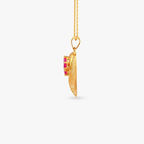 Crimson Bloom Gold Pendant
