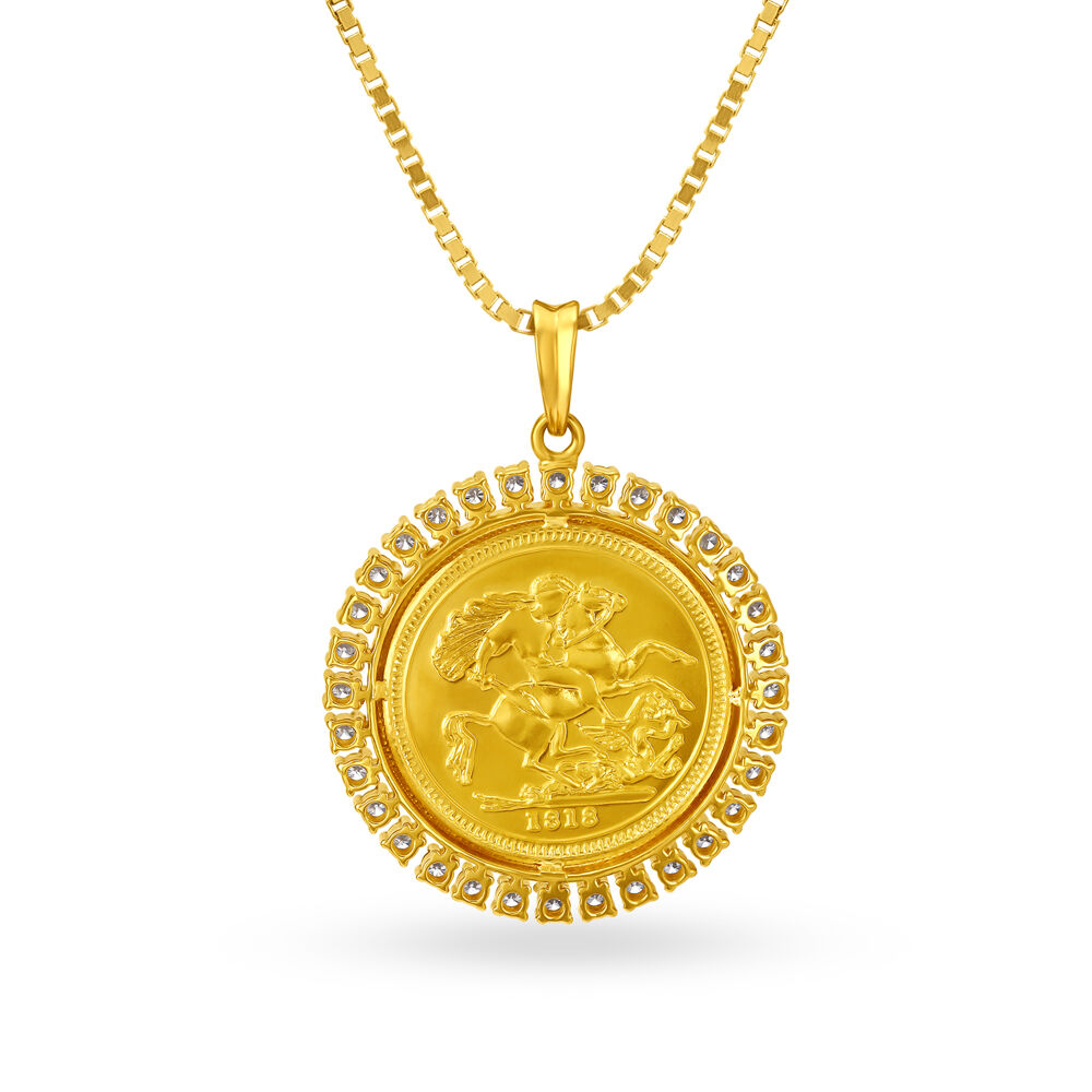 Pre-Owned 9ct Yellow Gold 1899 Half Sovereign On A 18 Inch Prince Of Wales  Necklace