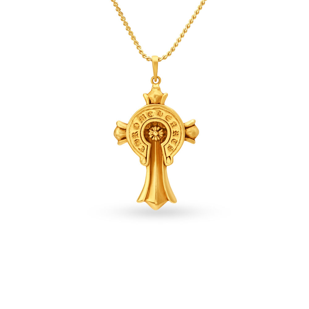 Gold cross pendant tanishq clearance
