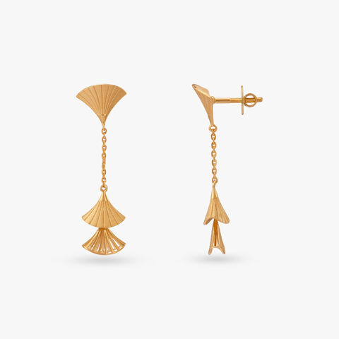 Geometric Fan Gold Drop Earrings