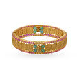 Stunning Emerald and Ruby Gold Bangle.,,hi-res image number null