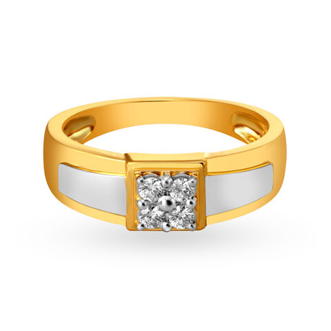 Contemporary 18 Karat Yellow Gold And Diamond Finger Ring