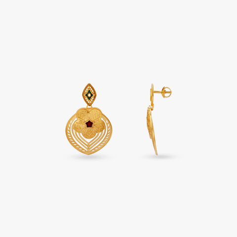 Ruby Bloom Gold Drop Earrings