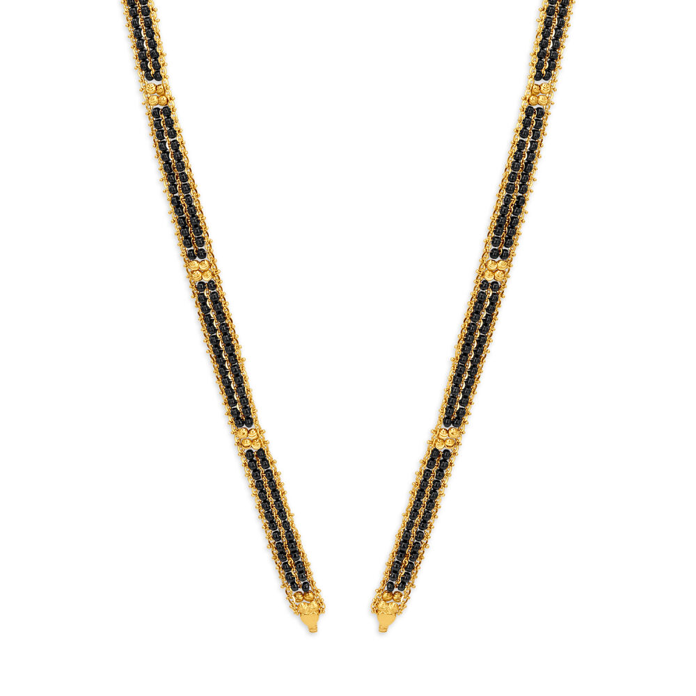 Gold black beads chains tanishq clearance