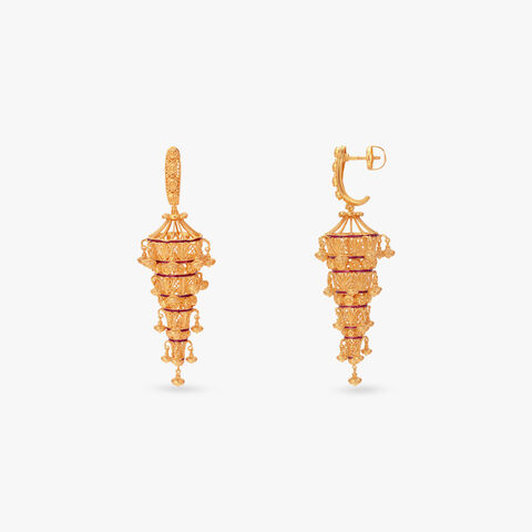 Jharlanthaner Jhalok Gold Jhumka Earrings