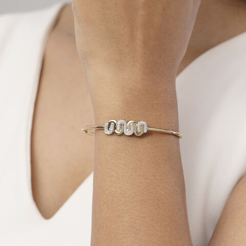Intertwined Bonds Gold & Diamond Bangle