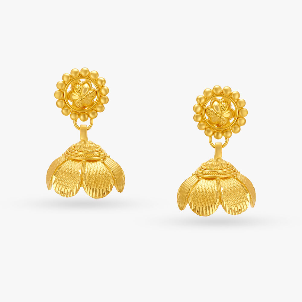 Jhumka style sale gold earrings