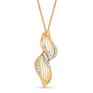 18 KT Yellow Gold Glazing Flame Diamond Pendant