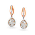 Shimmering 18 Karat White And Rose Gold And Diamond Teardrop Hoops,,hi-res image number null