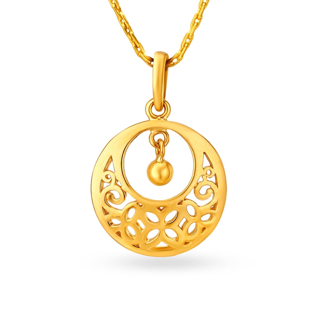 Celestial Yellow Gold Crescent Lattice Pendant