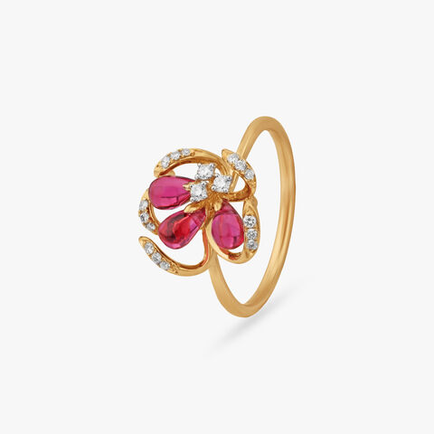 Scarlet Petal Diamond Ring
