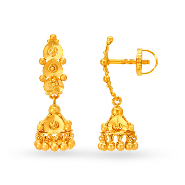 Captivating Yellow Gold Jhumki Earrings,,hi-res image number null