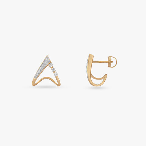 Angular Curve Diamond Hoop Earrings