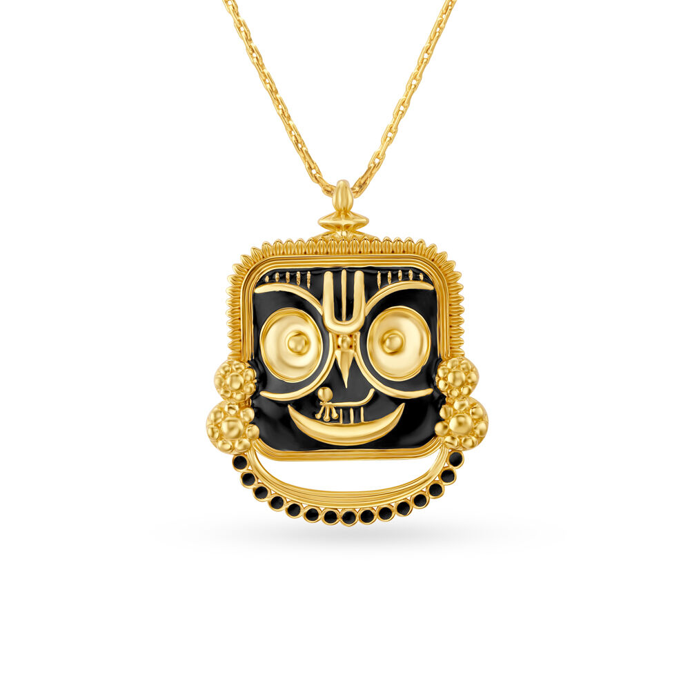 Magnificent Lord Jagannath Gold Pendant with Leaf Motifs