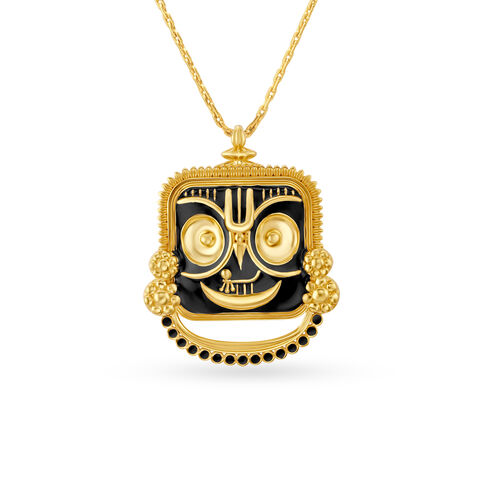 Magnificent Lord Jagannath Gold Pendant with Leaf Motifs