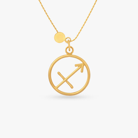 Sagittarius Circle Gold Pendant