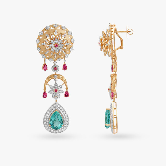 Exquisite Floral Diamond Drop earrings,,hi-res image number null