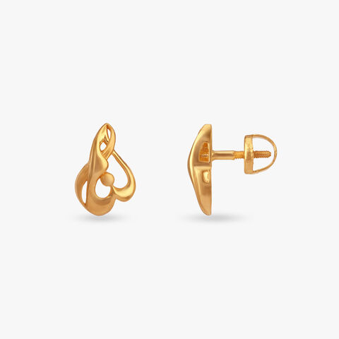 Twisted Heart Gold Stud Earrings