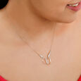 14 KT Yellow Gold Minimal Wavy Pendant with Chain,,hi-res image number null